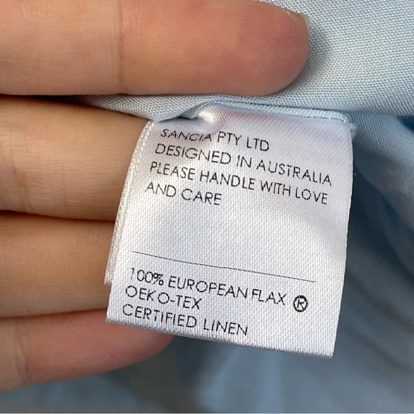 Sancia Tamris Dress Light Blue Linen Size XS